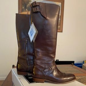 FRYE Dorado Leather Riding Dk Brown 11